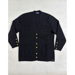 Vintage Saint James France Wool Cardigan Gold Anchor Buttons Womens Medium Black